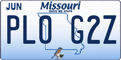 MO license plate PL0G2Z
