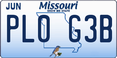 MO license plate PL0G3B