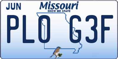 MO license plate PL0G3F