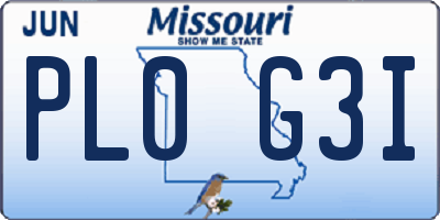 MO license plate PL0G3I