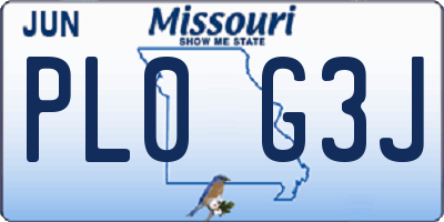 MO license plate PL0G3J