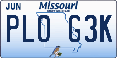 MO license plate PL0G3K