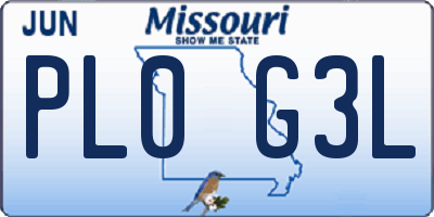 MO license plate PL0G3L