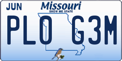MO license plate PL0G3M