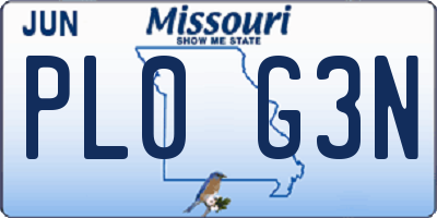 MO license plate PL0G3N