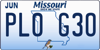 MO license plate PL0G3O