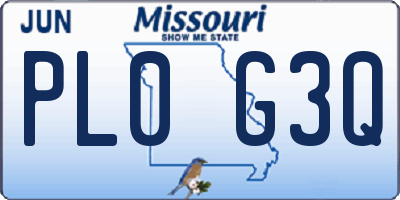 MO license plate PL0G3Q
