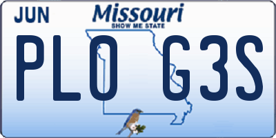 MO license plate PL0G3S