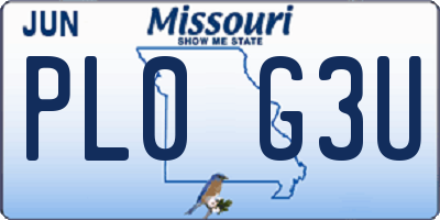 MO license plate PL0G3U