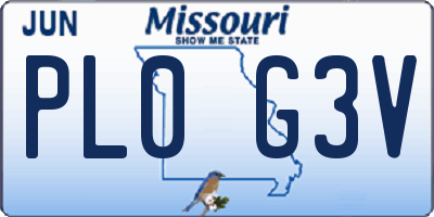 MO license plate PL0G3V