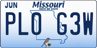 MO license plate PL0G3W