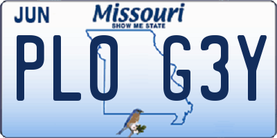 MO license plate PL0G3Y