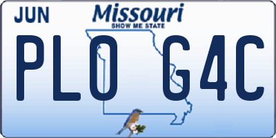 MO license plate PL0G4C