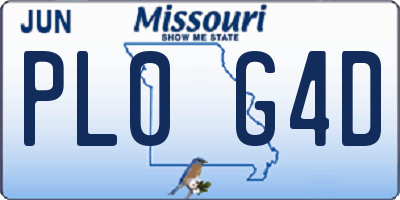 MO license plate PL0G4D