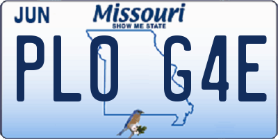 MO license plate PL0G4E