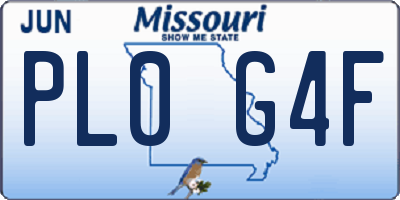 MO license plate PL0G4F