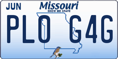 MO license plate PL0G4G
