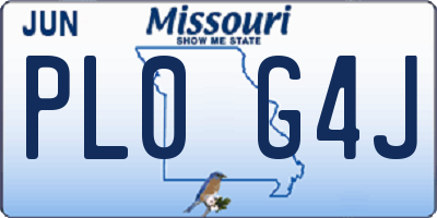 MO license plate PL0G4J