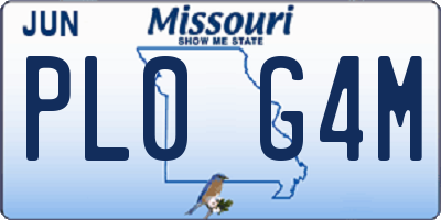 MO license plate PL0G4M
