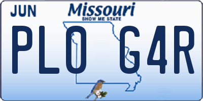 MO license plate PL0G4R