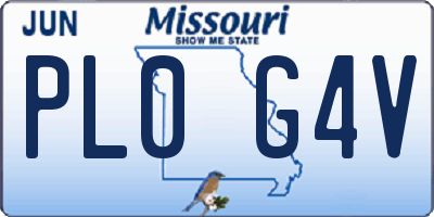 MO license plate PL0G4V