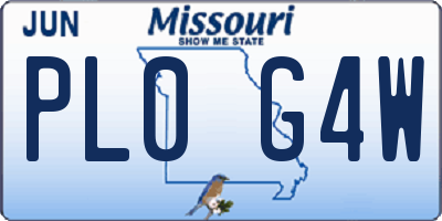 MO license plate PL0G4W