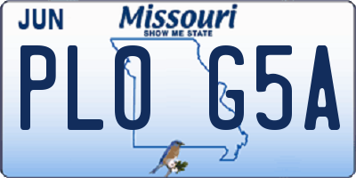 MO license plate PL0G5A