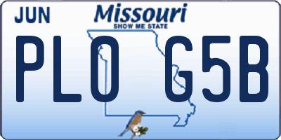 MO license plate PL0G5B