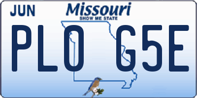 MO license plate PL0G5E
