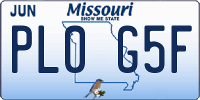 MO license plate PL0G5F