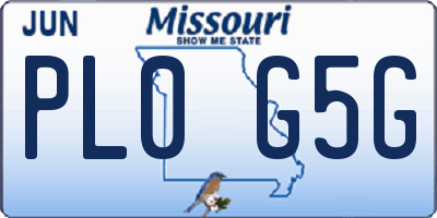 MO license plate PL0G5G