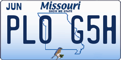 MO license plate PL0G5H