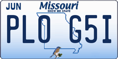 MO license plate PL0G5I