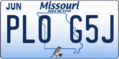 MO license plate PL0G5J