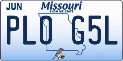 MO license plate PL0G5L