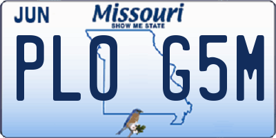 MO license plate PL0G5M