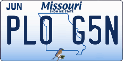 MO license plate PL0G5N