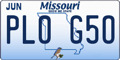 MO license plate PL0G5O