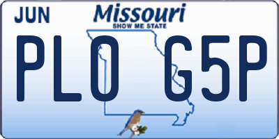 MO license plate PL0G5P