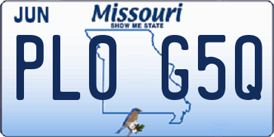 MO license plate PL0G5Q