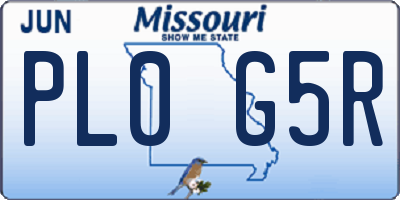 MO license plate PL0G5R