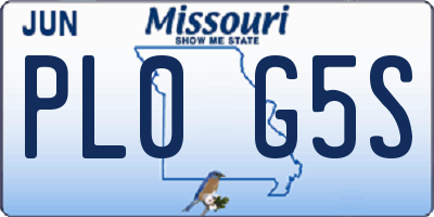 MO license plate PL0G5S
