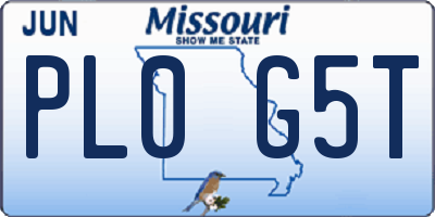 MO license plate PL0G5T
