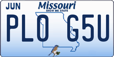 MO license plate PL0G5U