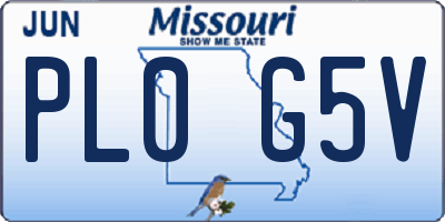 MO license plate PL0G5V