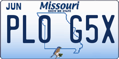 MO license plate PL0G5X