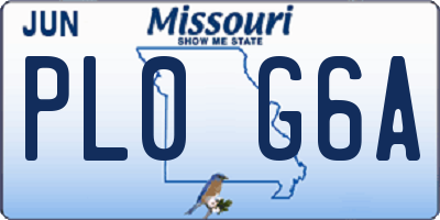 MO license plate PL0G6A
