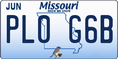 MO license plate PL0G6B