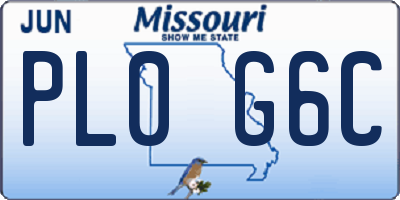 MO license plate PL0G6C