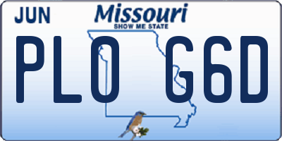 MO license plate PL0G6D